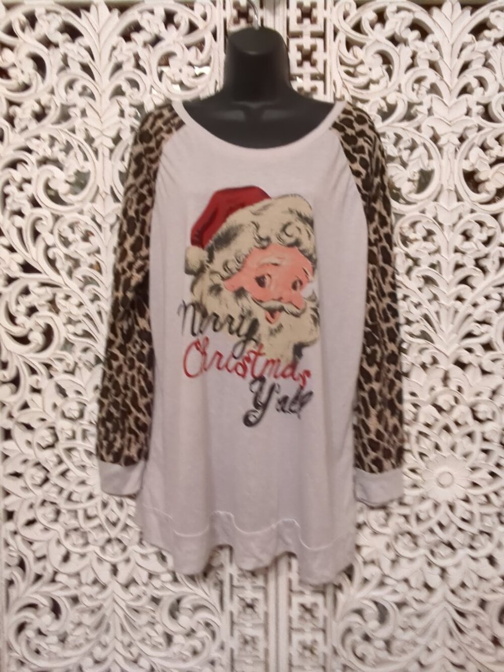 L 🌲⛄❄🎁 Christmas in July Long Sleeve T-shirt with Santa